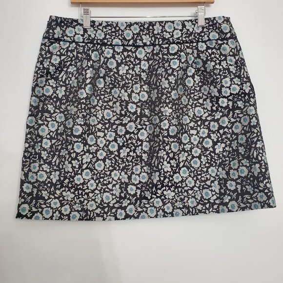 Loft Womens Black Floral Jacquard Mini Skirt Size 14 Pockets Cottage Boho NWT - Picture 4 of 10